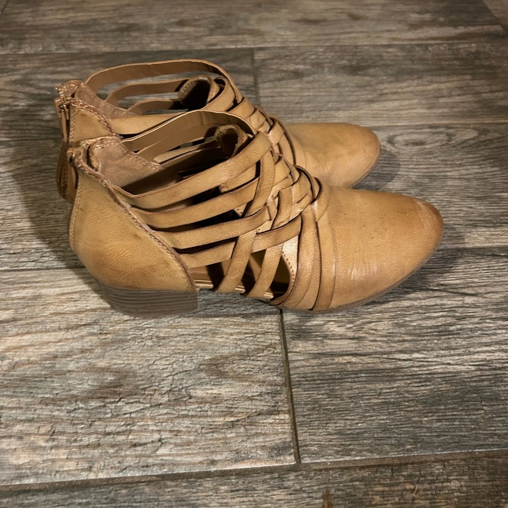 Maurices Tan Strappy Ankle Boots